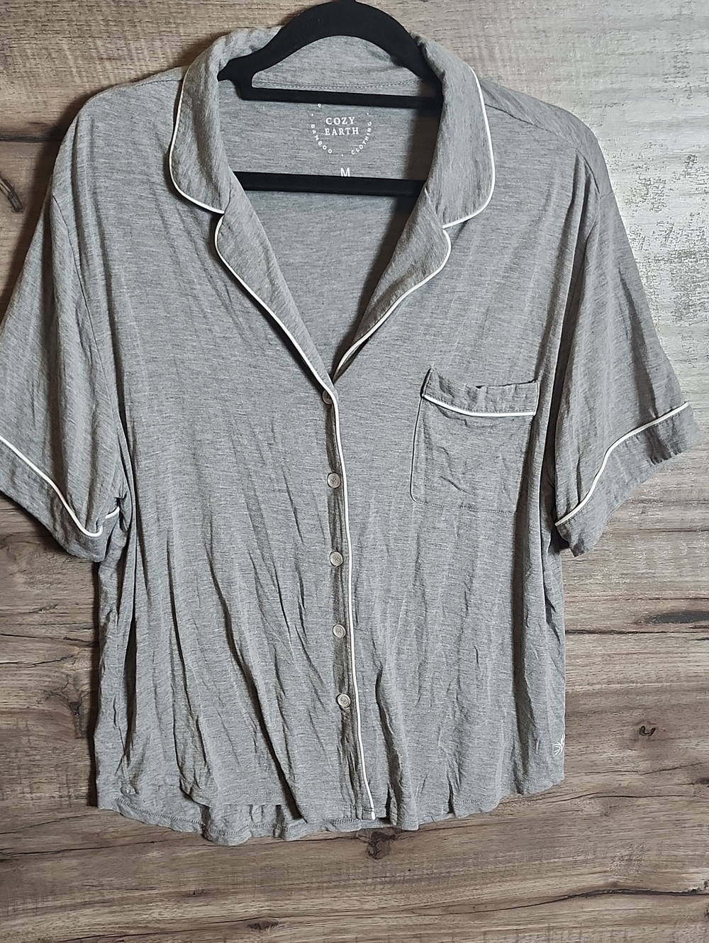 Cozy Earth Short Sleeve Pajama Top In Gray